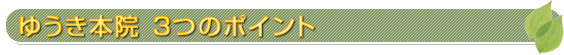 ゆうき本院 3つのポイント